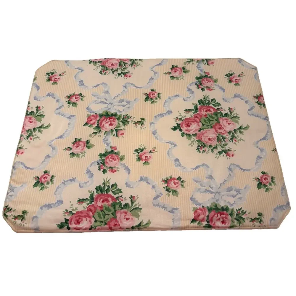 6 Vintage Yellow Blue Cabbage Roses Floral placemats Cottagecore Shabby Chic